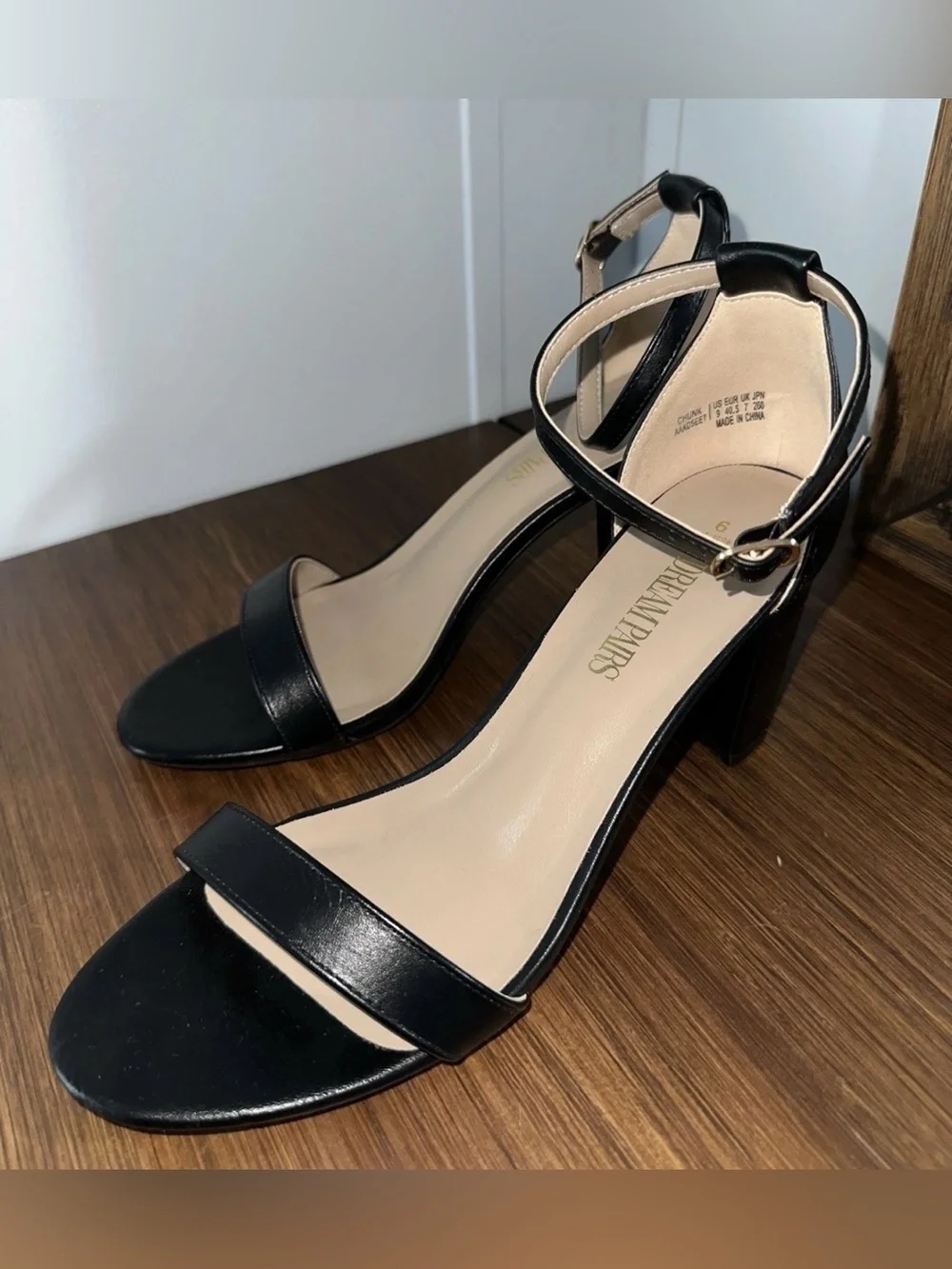 Brand New DREAM PAIRS Women’s 9 Dress Sandals Black Open Toe Heels Ankle Strap